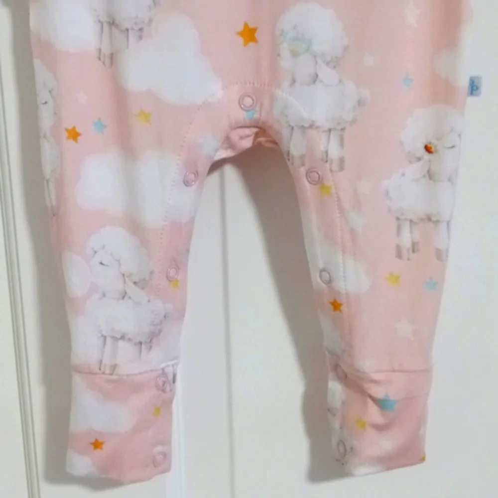 🆕️ 🐑Posh Peanut🐑 - Pink/White Sheep Ruffled Buttoned One-Piece Pajama
